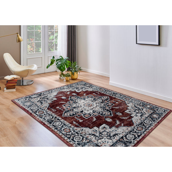 Luxe Weavers Bexley Oriental Red/Navy Area Rug Wayfair